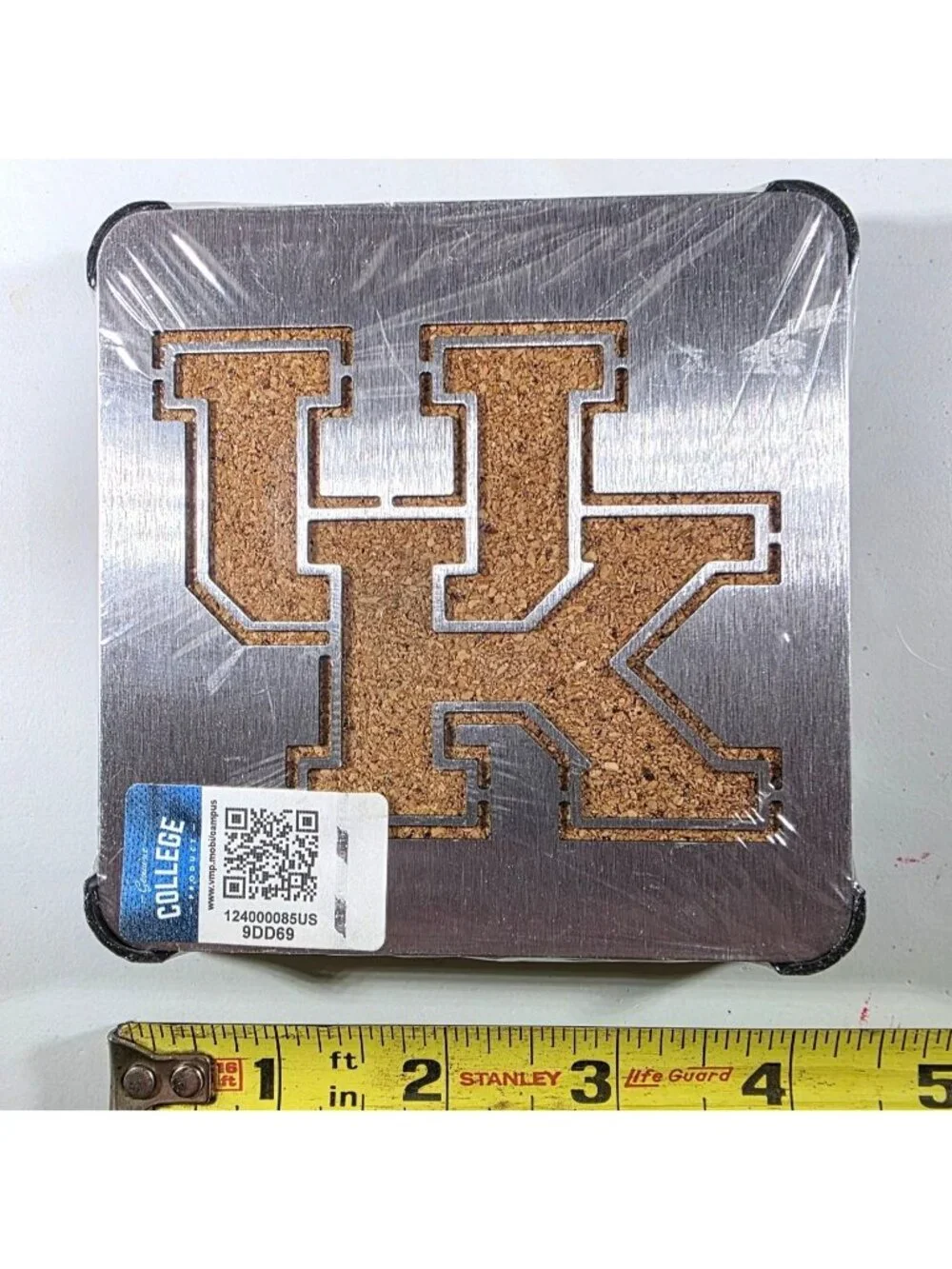 Set Of 4 University Of Kentucky coasters Wildcats Stainless Steel Cork